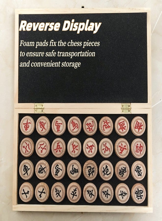 Luoyer 14 Inch Wooden Foldable Chinese Chess Xiangqi Travel Game Set with Wooden Chess Pieces Traditional Tabletop Strategy and Skill Game for Teens Adults - Image 4